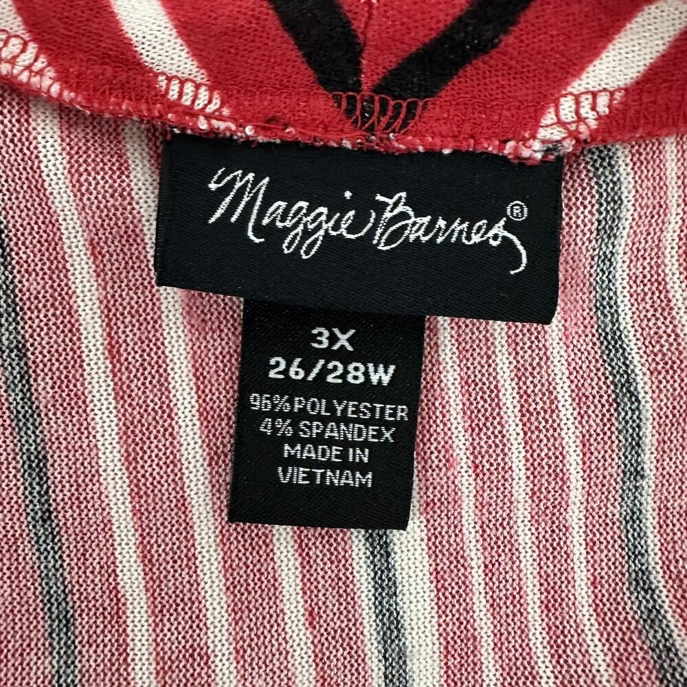 Maggie‎ Barnes Cardigan Sweater Womens 3x Red Open Knit Long Sleeve Stripe - Picture 6 of 13
